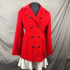 Vintage Bromleigh Classic Peacoat Women’s Red Wool Jacket Size S/M Union Made